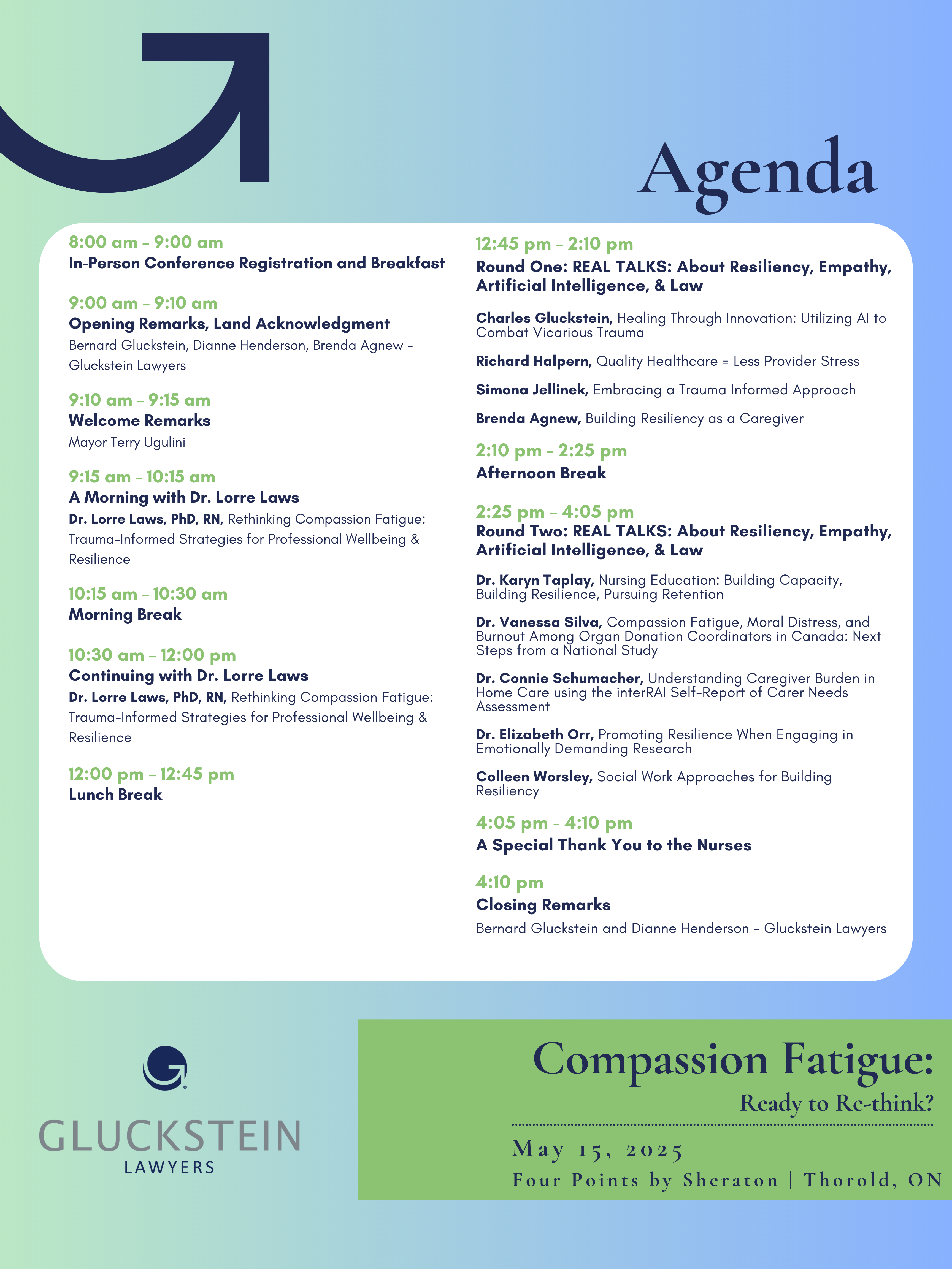 Agenda for our 2025 Compassion Fatigue Conference